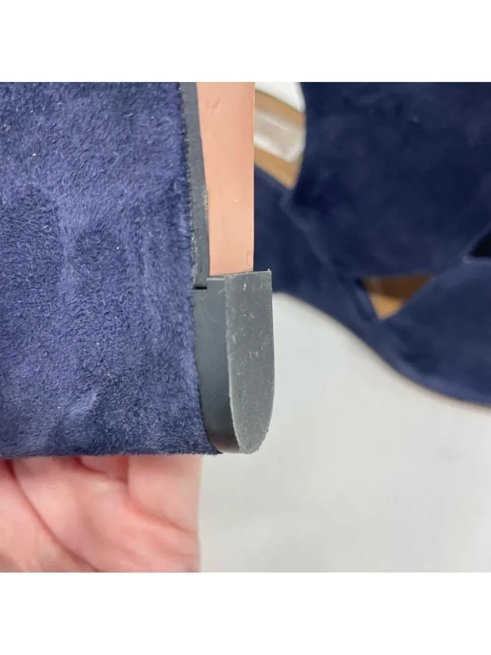 * Aquazzura Iman Blue Suede Cutout Wedge Sandals Size 37.5